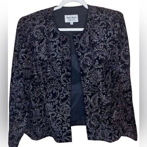 Nah Nah Collection Wm’s Sz 16 Black Iridescent Embellishments Cocktail Jacket